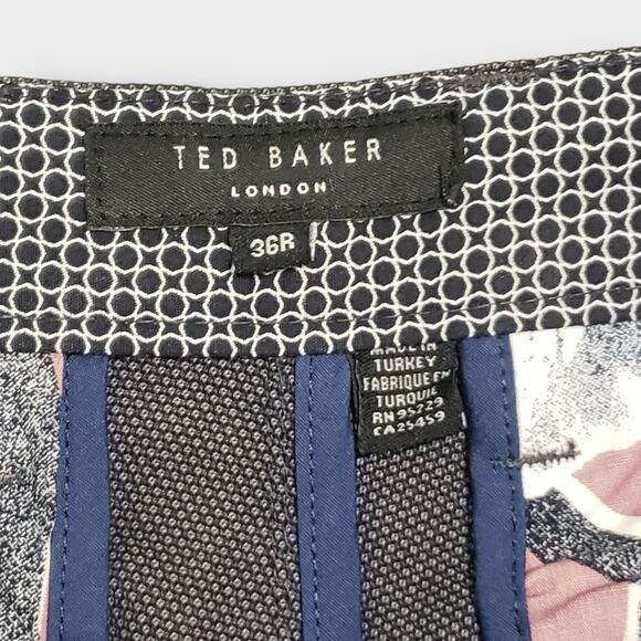 Ted Baker Mens Penguin Dress Pant Navy Blue Dot Texture Sz 36R 32" Inseam Career - Picture 8 of 16